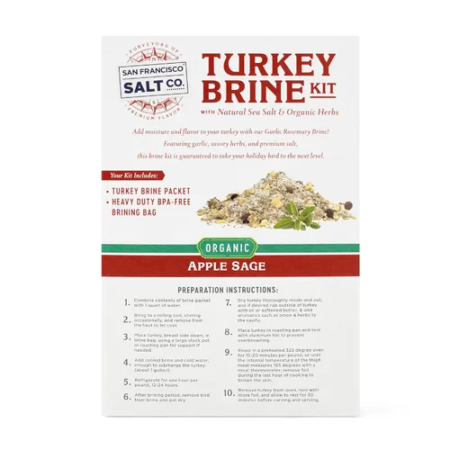 Vista 4 de Kit de salmuera orgánica para pavo, 16 onzas San Francisco Salt Company Apple Sage - Kit de salmuera de manzana y salvia con bolsa