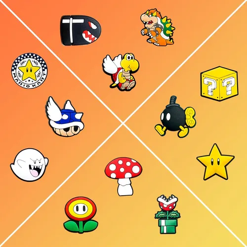 Vista 5 de 35 dijes de dibujos animados para decoración de zapatos zuecos, accesorios de dibujos animados para adultos, Metal no precioso., No es una piedra