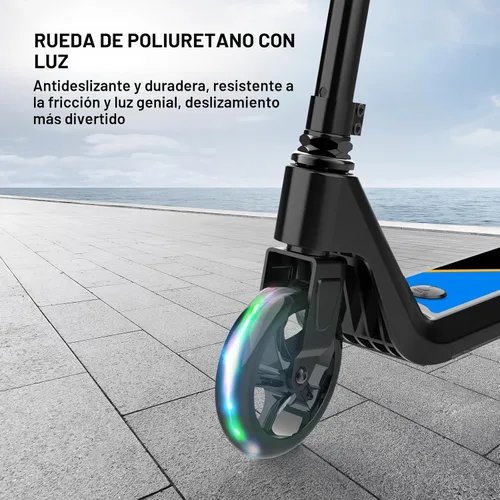 Vista 3 de LINGTENG Patinete Eléctrico para Niños de 6 a 10 Años, Patinete de Impulso con Arranque por Patada con Velocidad y Altura Ajustables, Rueda Luminosa