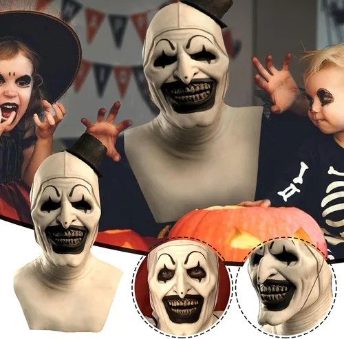 Vista 2 de Hot6sl - Máscaras de Halloween de terror divertido de látex completo para tocado divertido de terror
