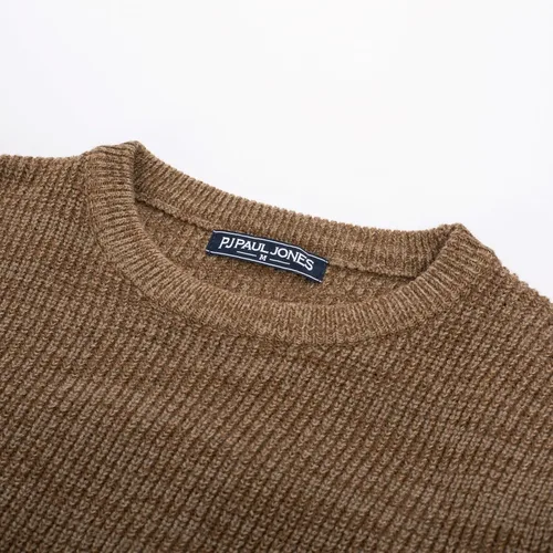 Vista 4 de PJ PAUL JONES Suéter de punto vintage de manga larga con cuello redondo para hombre