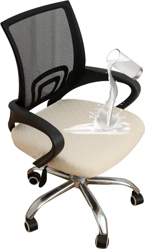 Vista 11 de FORCHEER Fundas de asiento para silla de oficina, fundas de cuero elástico impermeable PU para silla de computadora, fundas de cojín para asiento