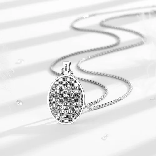 Vista 129 de Vito Collar de plata de ley 925 para mujeres y hombres, San Benito, crucifijo, Caravaca, San Cristóbal, San Judas, medalla patronal, amuleto