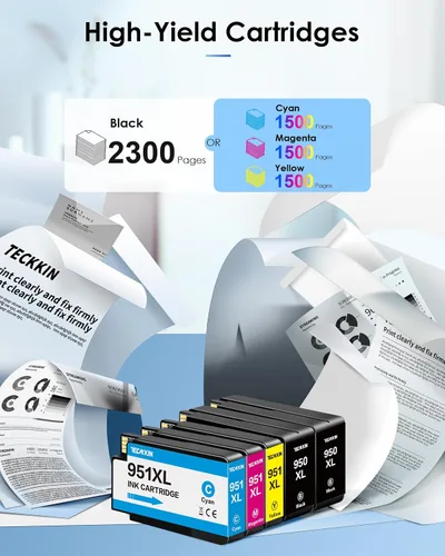 Vista 3 de Paquete combinado 950XL 951XL de alto rendimiento, 5 unidades compatibles con cartuchos de tinta HP 950 951, paquete combinado funciona con HP