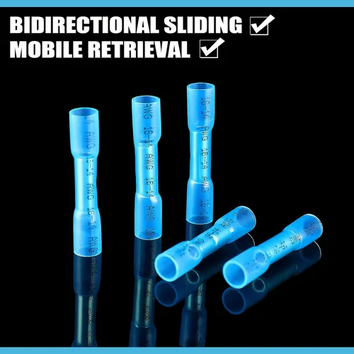 Vista 2 de Frienda 500 Piezas Conectores de Cable Termorretráctiles a Tope Azules Awg 16-14 Aislados Impermeables Conectores de Cable Eléctrico Automotriz
