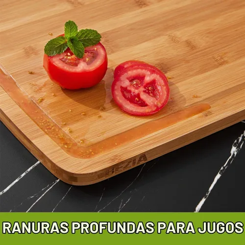Vista 6 de BEZIA Tabla de cortar de bambú extra grande de 30 x 20 pulgadas para cocina