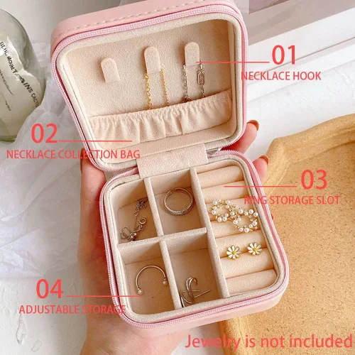 Vista 2 de Semyifu Joyero de viaje personalizado, joyero, organizador de viaje, pequeño joyero para mujer, estuche de viaje para joyas, organizador de aretes