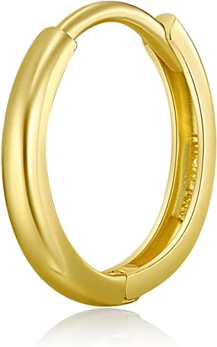 Vista 7 de Aretes de aro de oro amarillo real de 14 quilates, 0.079 in de grosor, 3 tamaños diferentes disponibles