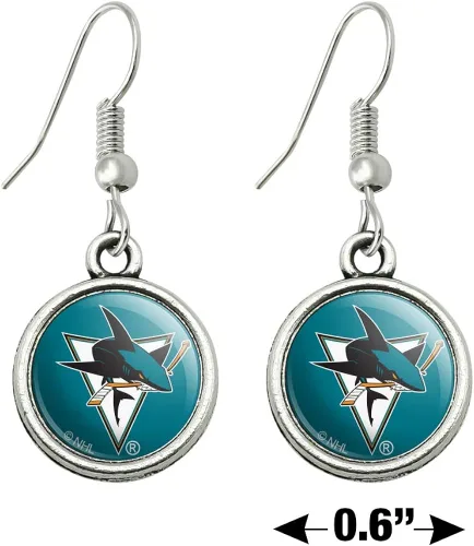 Vista 4 de GRAPHICS MORE NHL San Jose Sharks Logo Novelty pendientes colgantes