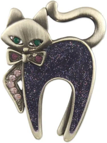 Vista 4 de Broche con diseño de gato de cristal, hecho con elementos de Swarovski