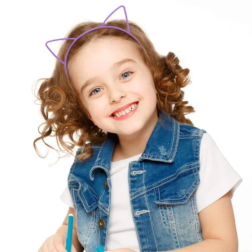 Vista 5 de Tbestmax 24 diademas de plástico para orejas de gato aros para el pelo decoración diaria fiesta conejo gato lazo accesorios para mujeres y niñas uso