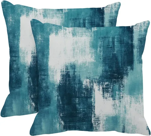 Vista 7 de Britimes Fundas de almohada modernas para decoración del hogar, 16 x 16 pulgadas, juego de 2 fundas de almohada de pintura al óleo abstracta
