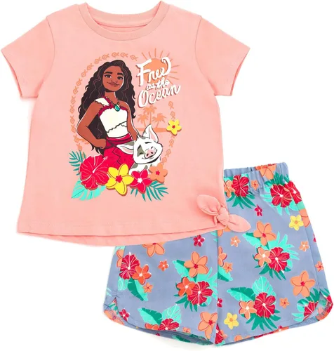 Vista 9 de Conjunto de camiseta floral y pantalones cortos de sarga Disney para bebés hasta niños grandes, tallas de 12 meses a 14-16