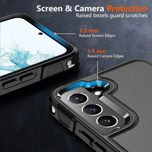 Vista 5 de SPIDERCASE Funda para Samsung Galaxy S22, [protección contra caídas de grado militar de 10 pies], paquete de 2