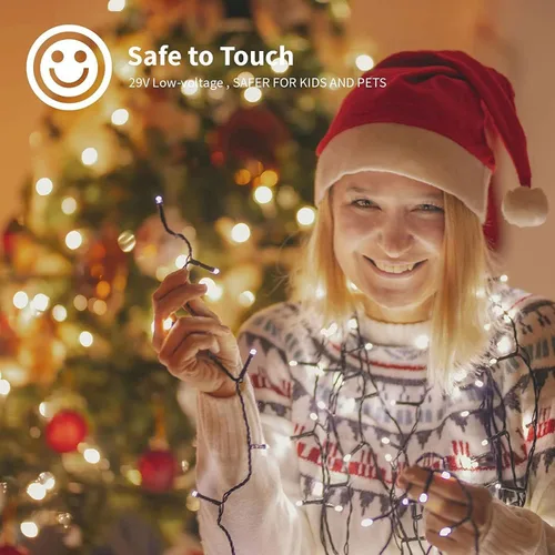 Vista 5 de 1000 luces LED de Navidad enchufables, tira de luces de petardo de 81 pies para exteriores, impermeable, con controlador, 8 modos de luces en racimo