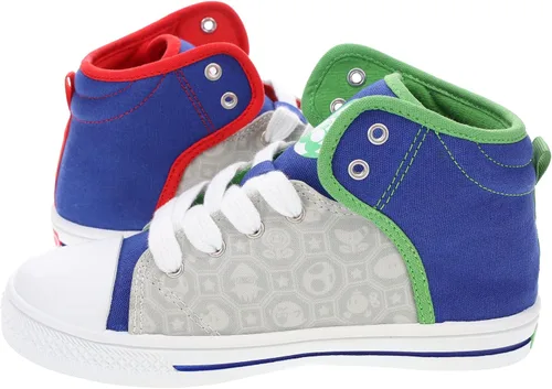 Vista 2 de SUPER MARIO Brothers Mario, Luigi, Nintendo - Zapatos deportivos de caña alta y con cordones para niños pequeños, talla 7 a 12
