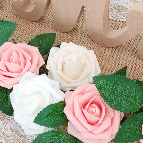 Vista 6 de Wrapables® Flor de rosa artificial, flores de tacto real para ramos de boda y centros de mesa, aguamarina