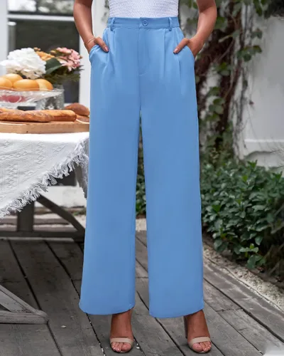 Vista 2 de GRAPENT - Pantalones de pierna ancha para mujer, pantalones de vestir holgados de tiro alto para oficina, trabajo, negocios o uso informal