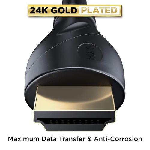 Vista 4 de Cable HDMI de 6 pies chapado en oro de ultra alta velocidad 4K @ 60Hz, Ultra HD, 1080P y ARC compatible con laptop, PC de juegos, monitor, PS5, PS4