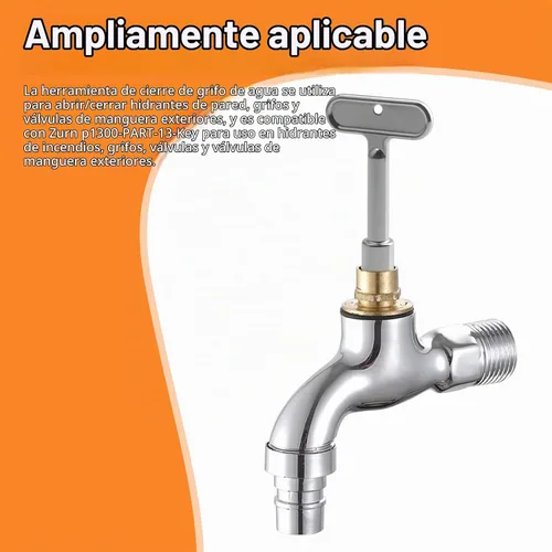 Vista 4 de P1300-PART-13-KEY Llave de hidrante de incendios, llave de espita de agua para grifos de hidrante de pared, válvulas de manguera y válvulas