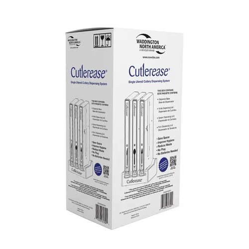 Vista 5 de WNA Cutlerease® Starter Pack - Dispensador higiénico de cubiertos - Tenedor, cuchillo, cuchara gris grande