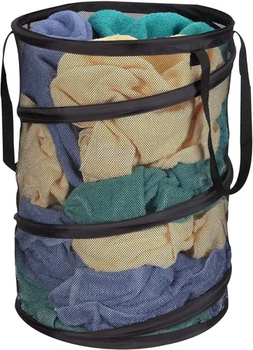 Vista 10 de Household Essentials Cesta de malla desplegable para lavandería, color beige