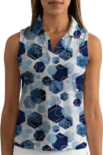 Vista 34 de YATTA GOLF Polo de golf sin mangas para mujer, absorbe la humedad, cuello en V, para golf, entrenamiento, golf