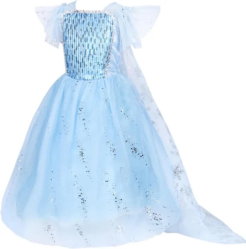Vista 2 de TSIZFXI Elsa - Vestidos de princesa para niñas, fiesta de cumpleaños con accesorios de 3 a 8 años