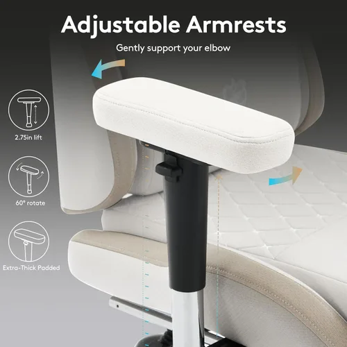 Vista 9 de Silla de juegos de tela transpirable, silla de oficina para computadora con reposapiés, soporte lumbar de masaje y almohadilla de gel, silla