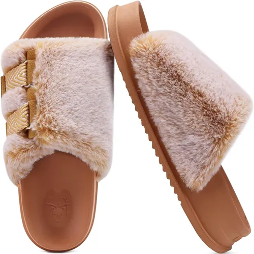 Vista 13 de KuaiLu Pantuflas ortopédicas para mujer con soporte de arco, sandalias acolchadas suaves para mujer, sandalias de moda con punta abierta, de piel