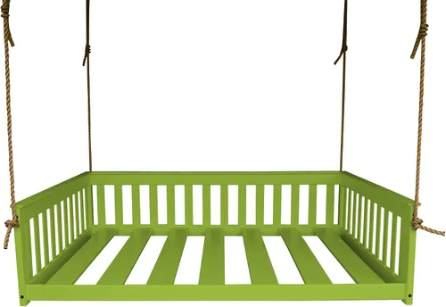 Vista 11 de Amish-Made - Cama de columpio de madera negra con cuerdas Pintura negra