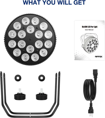Vista 8 de Luz LED para escenario, 18 x 10 W, RGBWA+UV 6 en 1, efecto de lavado/estroboscópico con carcasa de aleación de aluminio por DMX Control Uplighting