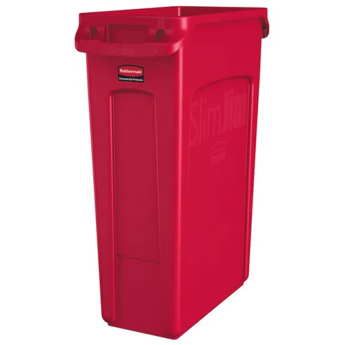 Vista 8 de Rubbermaid Commercial Products - Basurero de reciclaje, diseño rectangular con canales de ventilación, modelo Slim Jim, Beige