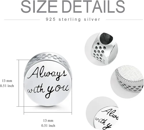 Vista 3 de PEIMKO Pulsera de serpiente de plata de ley personalizada con foto personalizada y forma redonda