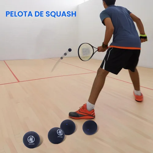 Vista 3 de J Bryant Squash Balls - Paquete de 4 bolas de goma de punto azul para principiantes y niños