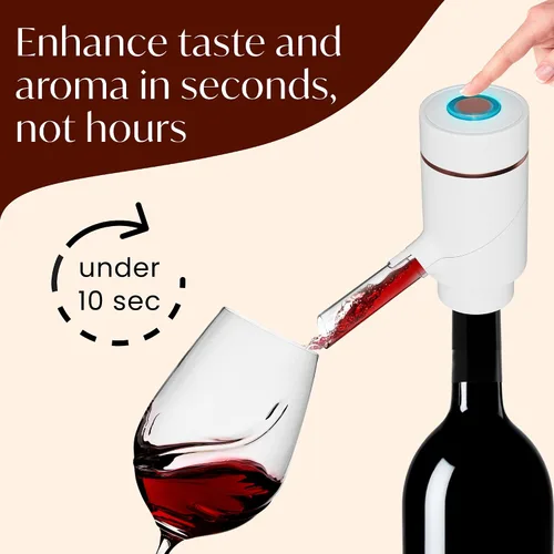 Vista 2 de Vin Fresco Dispensador eléctrico de vino y aireador de vino tinto, aireador eléctrico de vino con un botón, aireador de boquilla vertedor de vino
