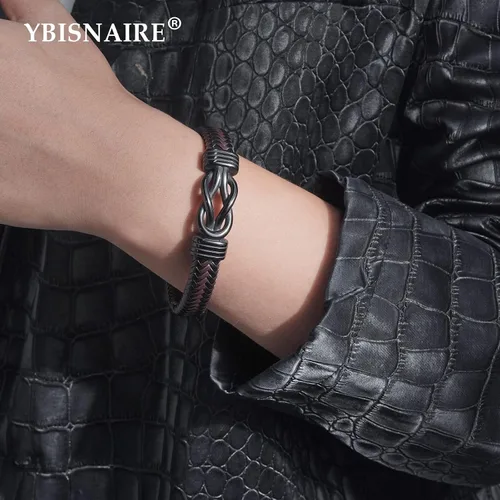 Vista 6 de Gifts for Men Infinity Leather Bracelet for Dad New Daddy Husband Boyfriend Son Grandson Brother Nephew Uncle Brown Braided Engraved Leather Jewelry