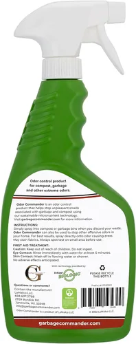 Vista 3 de Garbage Commander Odor Commander, botella de spray para control de olores, 22 onzas, aroma a hierba de limón, fabricada con orgullo en Canadá