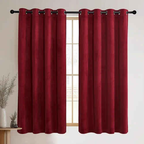 Vista 74 de NICETOWN Cortinas de terciopelo beige 100% opacas de 84 pulgadas de largo, 52 pulgadas de ancho, 2 paneles para dormitorio y sala de estar, cortinas
