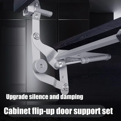 Vista 7 de Howhy Juego de bisagras de puerta de gabinete, bisagras de mecanismo de cocina con brazo neumático de elevación vertical con cierre lento