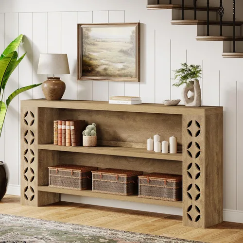 Vista 4 de Tribesigns Mesa consola de entrada extra larga de 70.9 pulgadas con almacenamiento, mesa de sofá estrecha detrás del sofá, muebles de entrada