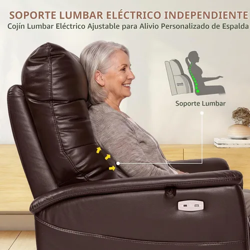 Vista 6 de EONIX Silla reclinable de pared con doble motor para ancianos, color marrón Marrón oscuro