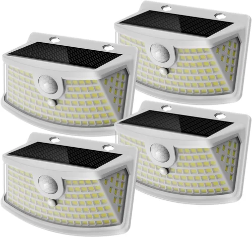 Vista 10 de Aootek Luces solares con sensor de movimiento, 120 luces LED con reflector de luces, gran angular de 270°, impermeable IP65, luces de paso