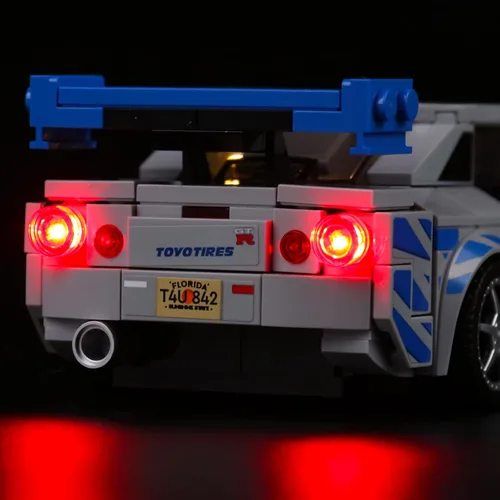 Vista 5 de VONADO Kit de luz LED compatible con Lego Fast and Furious Cars 76917, iluminación de bricolaje compatible con Nissan Skyline GT-R (R34) Lego 76917