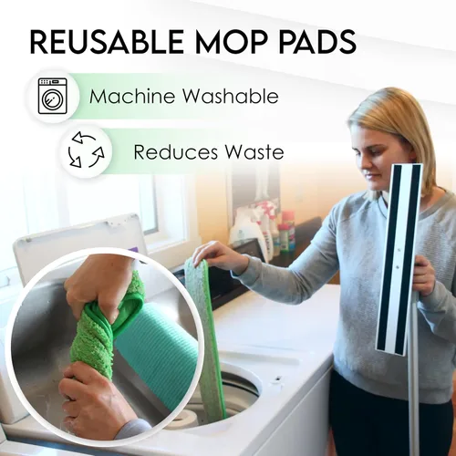 Vista 3 de Mopa de microfibra de aleación de aluminio. Incluye 2 almohadillas de microfibra. Para usar en seco o húmedo. Para suelos de madera, azulejos