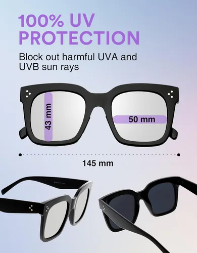 Vista 36 de zeroUV - Gafas de sol cuadradas retro de moda de gran tamaño para mujer estilo vintage 1.969 pulgadas