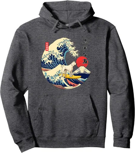 Vista 4 de Dogo Argentino - Sudadera con capucha japonesa Kanagawa Wave Surf Loyal Dog, Negro