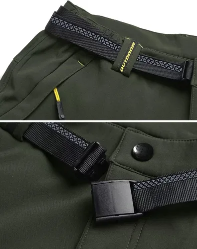 Vista 6 de MAGCOMSEN Pantalones de invierno para hombre, 5 bolsillos con cremallera, pantalones de esquí para nieve, con forro polar, resistentes al agua