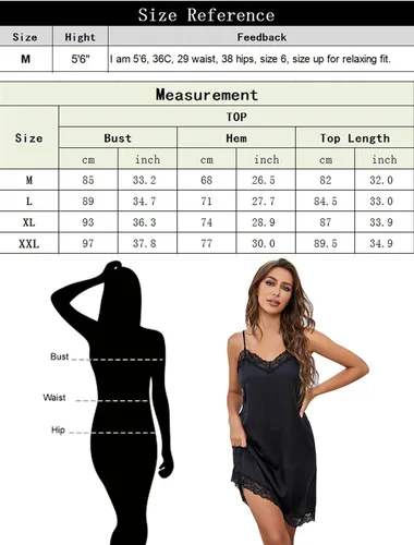 Vista 2 de ft FENTENG Paquete de 2 camisones de satén para mujer, camisón de encaje sin mangas, camisón de dormir