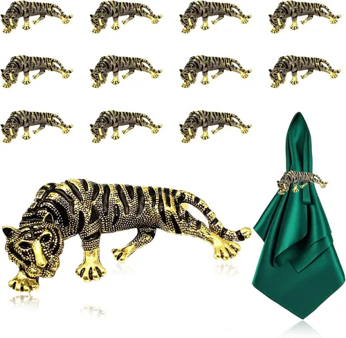 Vista 8 de Juego de 6 servilleteros de metal con diseño de abejorros dorados para jardín, boda, baby shower, cumpleaños, reuniones familiares, servilleteros
